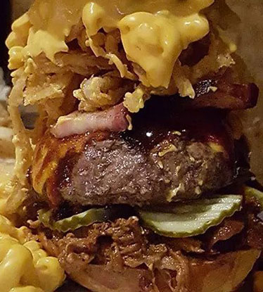 close-up on a burger
